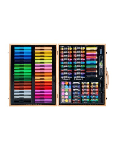 ESTUCHE PINTURA  MADERA 245 PIEZAS MALETIN 49X36,6X4,5 CM