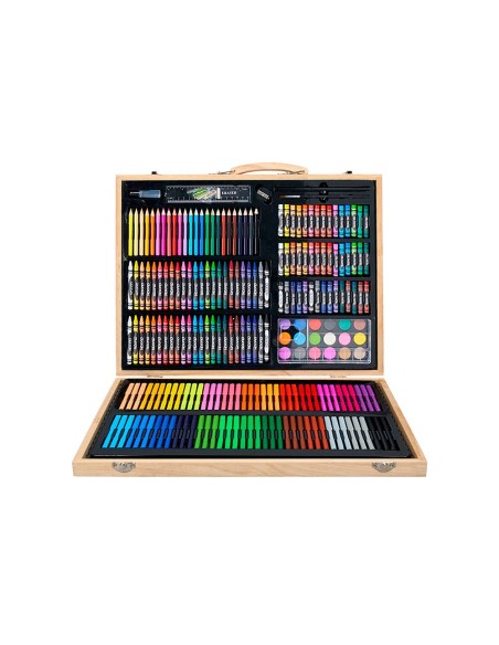 ESTUCHE PINTURA  MADERA 245 PIEZAS MALETIN 49X36,6X4,5 CM