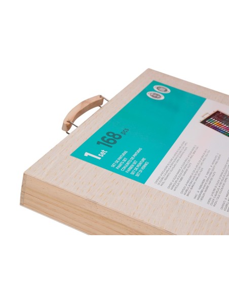 ESTUCHE PINTURA  MADERA 168 PIEZAS MALETIN 39,3X30X4,8 CM