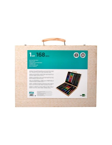 ESTUCHE PINTURA  MADERA 168 PIEZAS MALETIN 39,3X30X4,8 CM