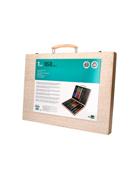 ESTUCHE PINTURA  MADERA 168 PIEZAS MALETIN 39,3X30X4,8 CM