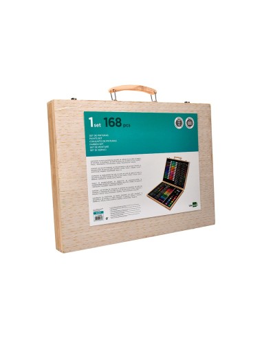 ESTUCHE PINTURA  MADERA 168 PIEZAS MALETIN 39,3X30X4,8 CM