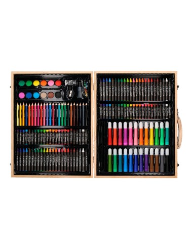 ESTUCHE PINTURA  MADERA 168 PIEZAS MALETIN 39,3X30X4,8 CM