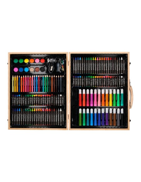 ESTUCHE PINTURA  MADERA 168 PIEZAS MALETIN 39,3X30X4,8 CM