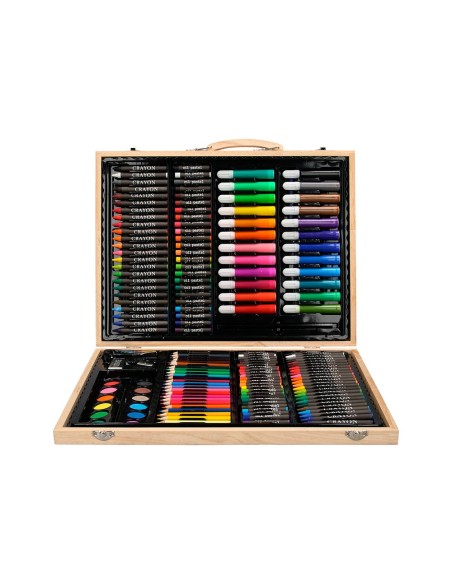 ESTUCHE PINTURA  MADERA 168 PIEZAS MALETIN 39,3X30X4,8 CM