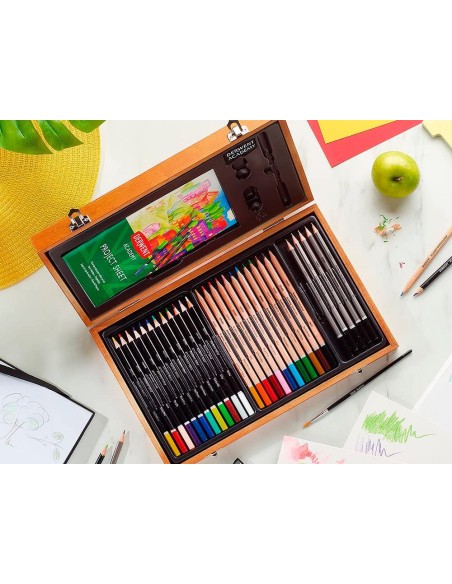 ESTUCHE PINTURA DERWENT ACADEMY MADERA LAPICES 35 PIEZAS