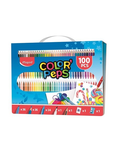 ESTUCHE PINTURA MAPED PEPS KIT 100 PIEZAS SURTIDAS