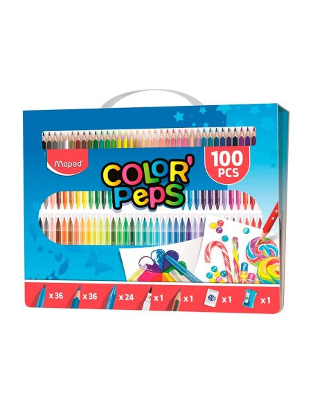 ESTUCHE PINTURA MAPED PEPS KIT 100 PIEZAS SURTIDAS