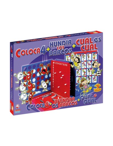 JUEGOS MESA FALOMIR CUATRO EN LINEA + CUAL ES CUAL + HUNDIR L**NO HAY