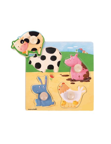 PUZZLE GOULA MADERA 4 PIEZAS ANIMALES GRANJA COLOR 53069