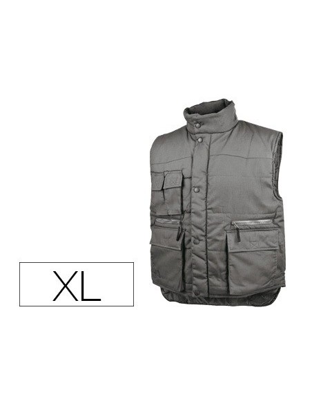 CHALECO DELTAPLUS CINTURA ELASTICA PROTEGE RIÑONES COL.GRIS T. XL