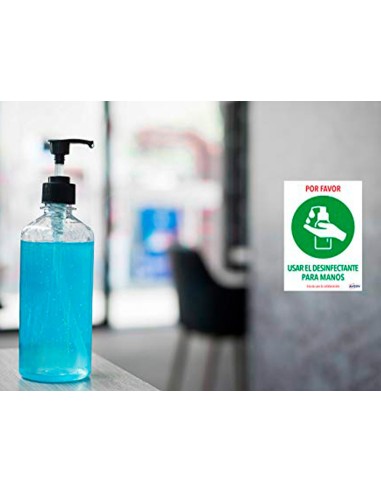 SEÑAL ADH. AVERY USAR DESINFE MANOS A4 RESISTENT RAYOS UV PK.DE 2 UD.