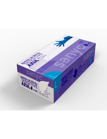 GUANTE NITRILO DESECHABLE SENSITIVE SIN POLVO TALLA L AZ. 100 UD.