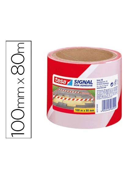 CINTA DE SEÑALIZACION TESA ROJO Y BLANCO 100 MT X 80 MM