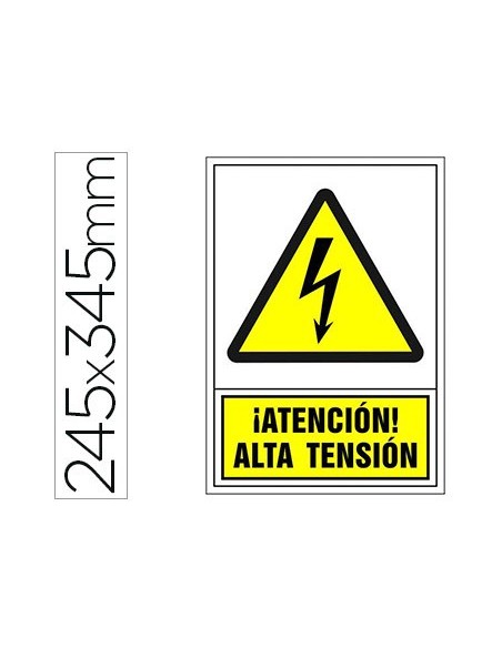 PICTO SEÑAL ADVERTENCIA ATENCION ALTA TENSION PVC 245X345 MM