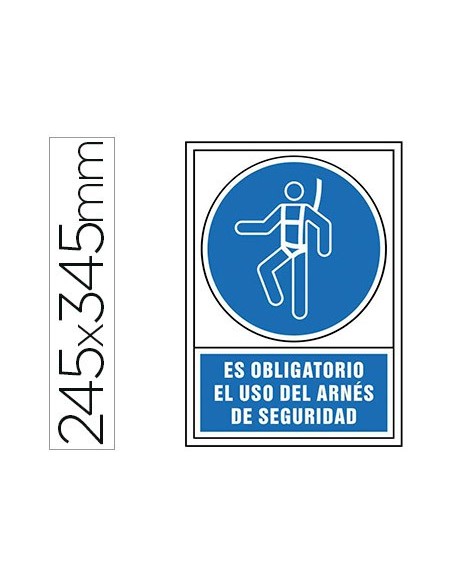 PICTO SEÑAL OBLIGATORIO USO ARNES SEGURIDAD PVC 245X345 MM