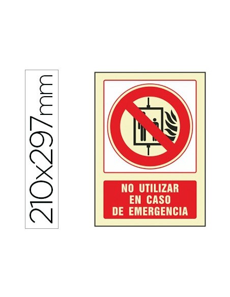 PICTO SEÑAL NO UTILIZAR CASO EMERGENCIA PVC FOTOLUMINISCENTE 210X297