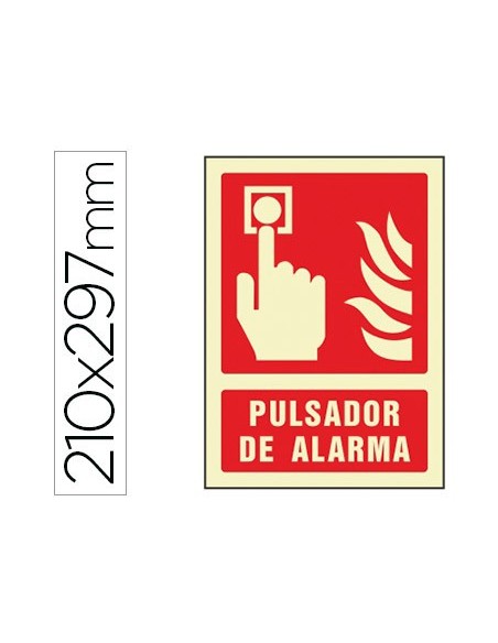 PICTO SEÑAL PULSADOR ALARMA PVC FOTOLUMINISCENTE 210X297 MM