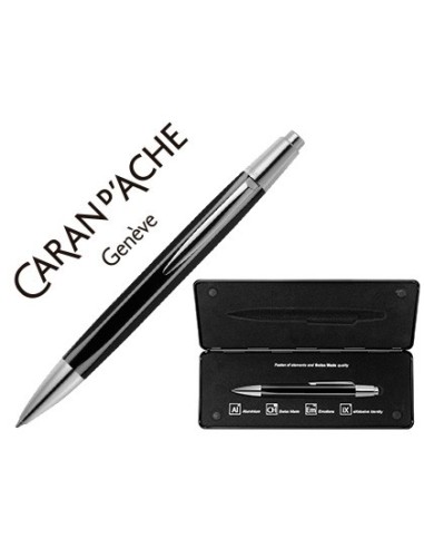 BOLIGRAFO CARAN DACHE ALCHEMIX CUERPO LACA NEGRA ESTUCHE PUNTA MEDIA