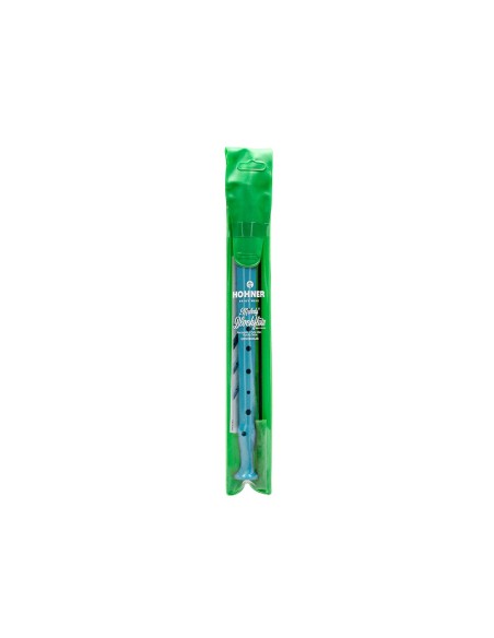 FLAUTA HOHNER 9508 COLOR CELESTE FUNDA VERDE Y TRANSPARENTE