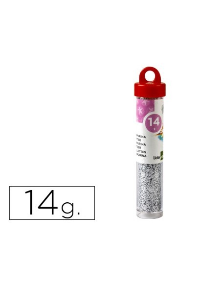 PURPURINA LIDERPAPEL FANTASIA COLOR PLATA BOTE DE 14 GR
