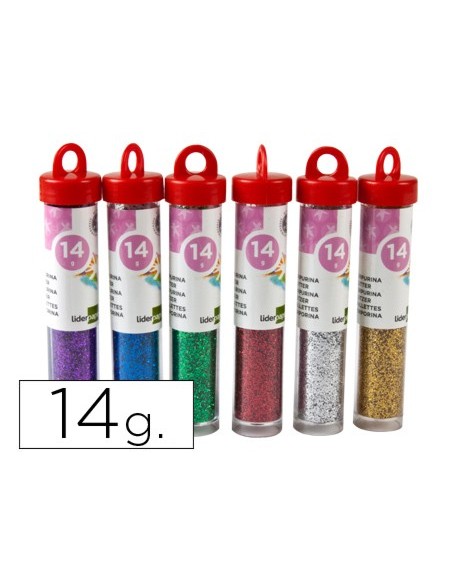 PURPURINA LIDERPAPEL FANTASIA COLORES METALICOS SURTIDOS BOTE 14 GR