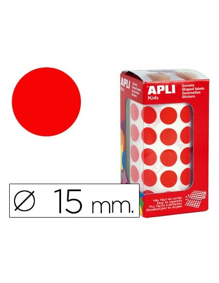 GOMETS APLI ROLLO 59H CIRCULO Ø 15 MM ROJO 2.832 UDS. (04857)