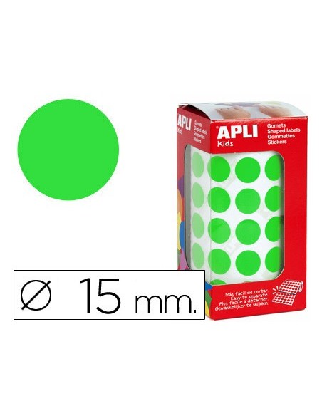 GOMETS APLI ROLLO 59H CIRCULO Ø 15 MM VERDE 2.832 UDS. (04858)