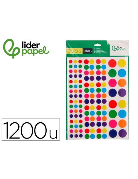 GOMETS  AUTOADHESIVO CIRCULOS TAMAÑOS SURT.BOLSA 10H. 1200 UD.