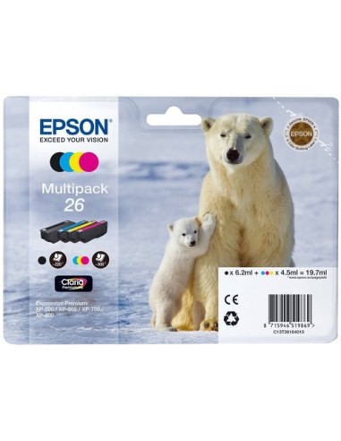 C13T26164010 CARTUCHO EPSON 600/605/700/800 26XP MULTIPACK 300PG.
