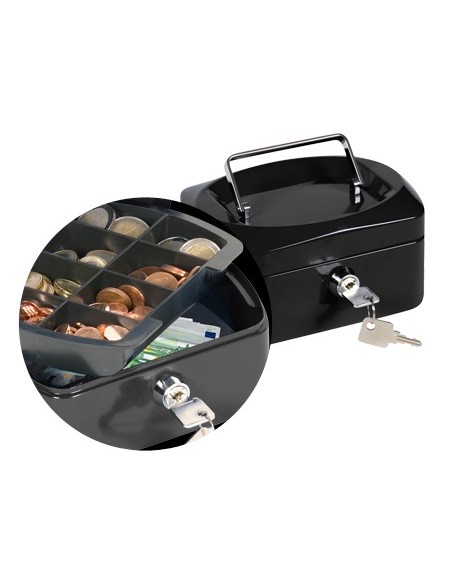 CAJA CAUDALES Q-CON.6" 152X115X80 MM NEGRA C/PORTAMONEDAS