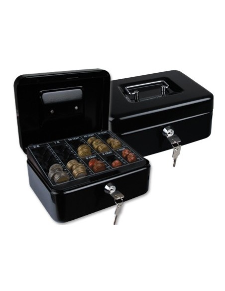 CAJA CAUDALES Q-CON.8" 200X160X90 MM NEGRA C/PORTAMONEDAS