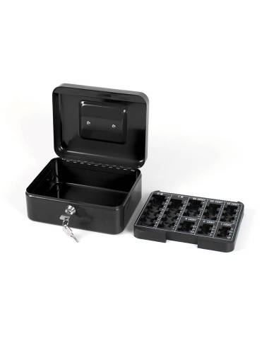 CAJA CAUDALES Q-CON.8" 200X160X90 MM NEGRA C/PORTAMONEDAS