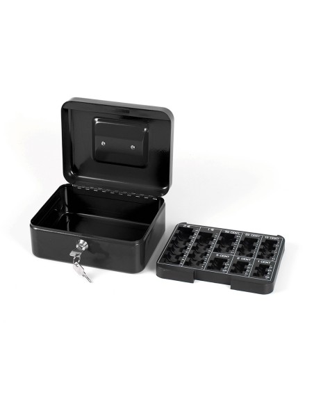 CAJA CAUDALES Q-CON.8" 200X160X90 MM NEGRA C/PORTAMONEDAS