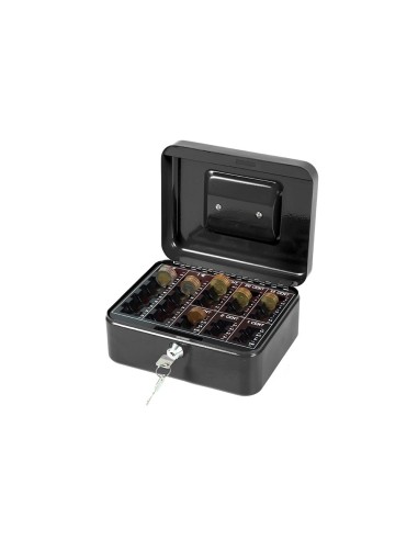 CAJA CAUDALES Q-CON.8" 200X160X90 MM NEGRA C/PORTAMONEDAS