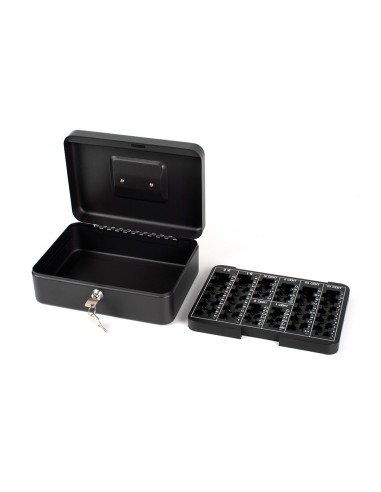 CAJA CAUDALES Q-CON.10" 250X180X90 MM NEGRA C/PORTAMONEDAS