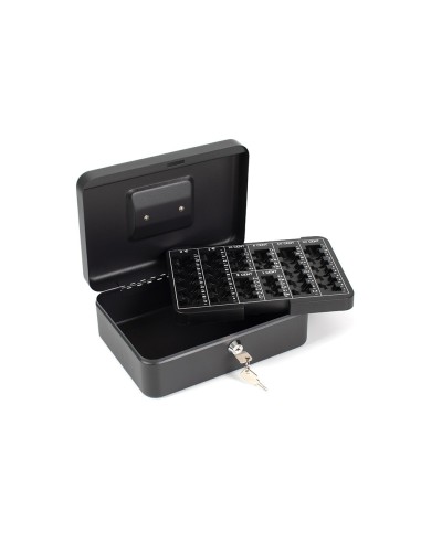 CAJA CAUDALES Q-CON.10" 250X180X90 MM NEGRA C/PORTAMONEDAS