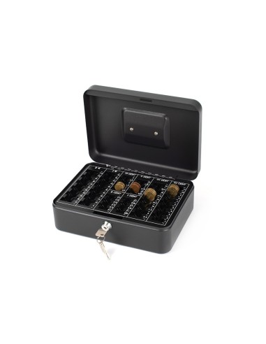 CAJA CAUDALES Q-CON.10" 250X180X90 MM NEGRA C/PORTAMONEDAS