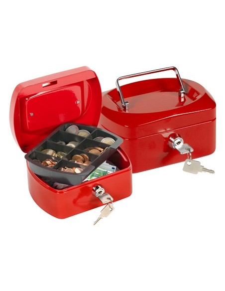 CAJA CAUDALES Q-CON.6" 152X115X80 MM ROJA C/PORTAMONEDAS