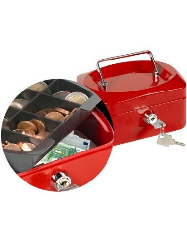 CAJA CAUDALES Q-CON.6" 152X115X80 MM ROJA C/PORTAMONEDAS