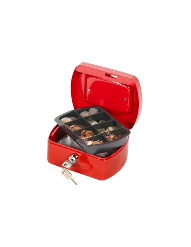 CAJA CAUDALES Q-CON.6" 152X115X80 MM ROJA C/PORTAMONEDAS
