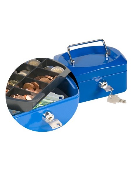 CAJA CAUDALES Q-CON.6" 152X115X80 MM AZUL C/PORTAMONEDAS