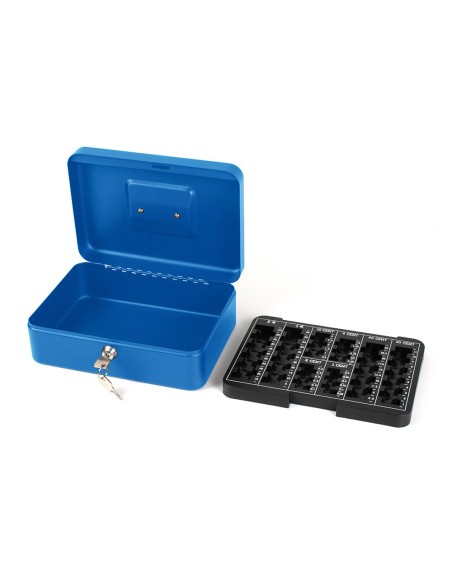 CAJA CAUDALES Q-CON.10" 250X180X90 MM AZUL C/PORTAMONEDAS