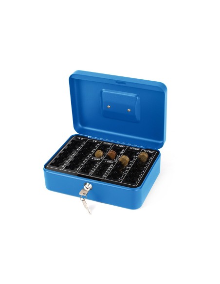 CAJA CAUDALES Q-CON.10" 250X180X90 MM AZUL C/PORTAMONEDAS