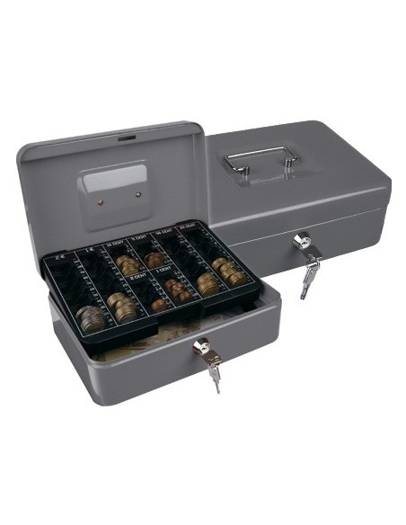 CAJA CAUDALES Q-CON.10" 250X180X90 MM PLATA C/PORTAMONEDAS