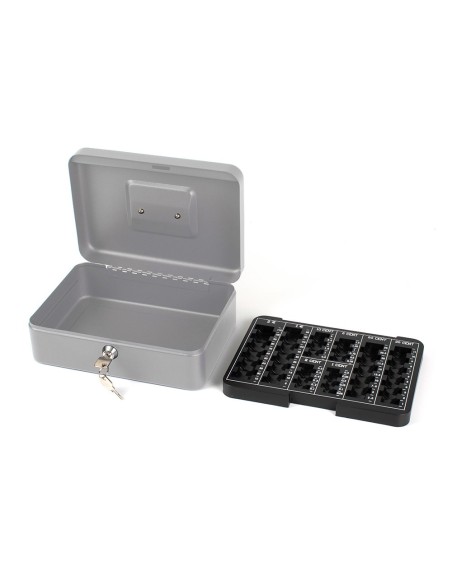 CAJA CAUDALES Q-CON.10" 250X180X90 MM PLATA C/PORTAMONEDAS