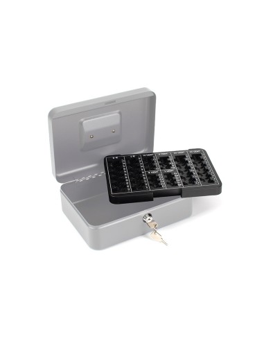 CAJA CAUDALES Q-CON.10" 250X180X90 MM PLATA C/PORTAMONEDAS