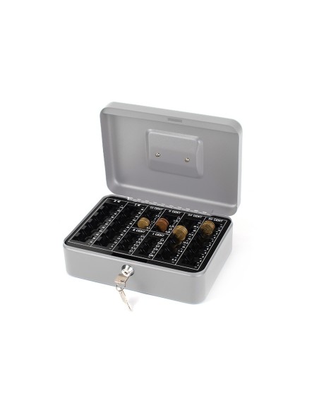 CAJA CAUDALES Q-CON.10" 250X180X90 MM PLATA C/PORTAMONEDAS