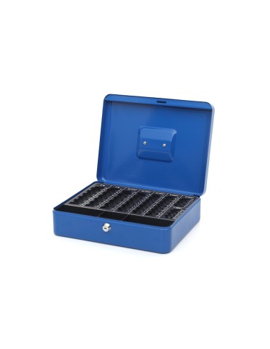 CAJA CAUDALES Q-CON.12" 300X240X90 MM AZUL C/PORTAMONEDAS