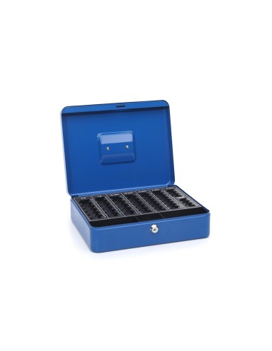 CAJA CAUDALES Q-CON.12" 300X240X90 MM AZUL C/PORTAMONEDAS